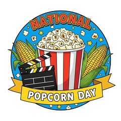 National popcorn day celebration logo