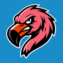 Flamingo Head Sports Mascot Logo Vector Bold Team Emblem