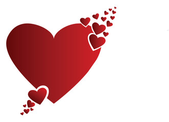 Four Red Hearts Floating in Romantic Formation