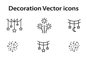 Fototapeta premium Islamic Decoration & Eid Celebration Party Icons - Vector Line Art