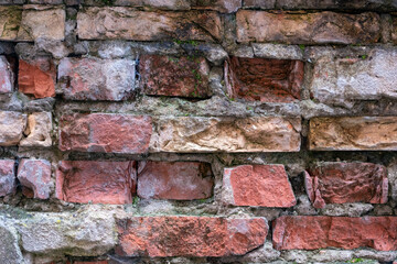 D&eacute;tail sur un vieux mur de briques