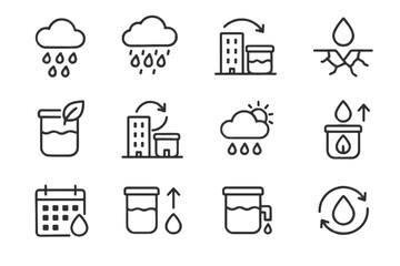 Adaptive seasonal dry planning icon climate storage vector urban reuse system rainwater
