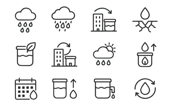 Adaptive seasonal dry planning icon climate storage vector urban reuse system rainwater