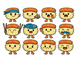 Obraz premium Set of funny cartoon people and kids illustration featuring a cute group of smiling children, boys, and babies in a character vector art design
