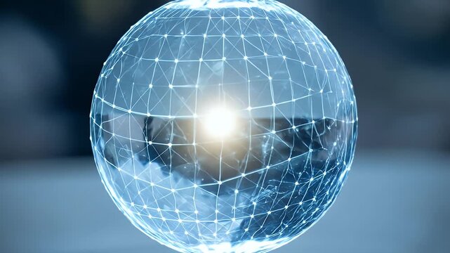 Futuristic Digital Globe Network Illustrating Global Data Connectivity and Technology.
