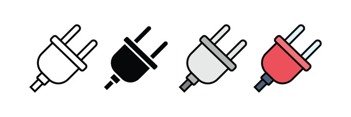 Set of electrical plug icon set.  power energy cable connector symbol. vector illustration