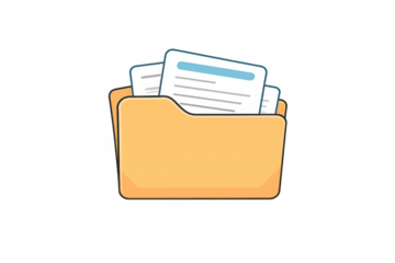 Organizing business documents in a folder icon, managing digital files, information storage, data management concept