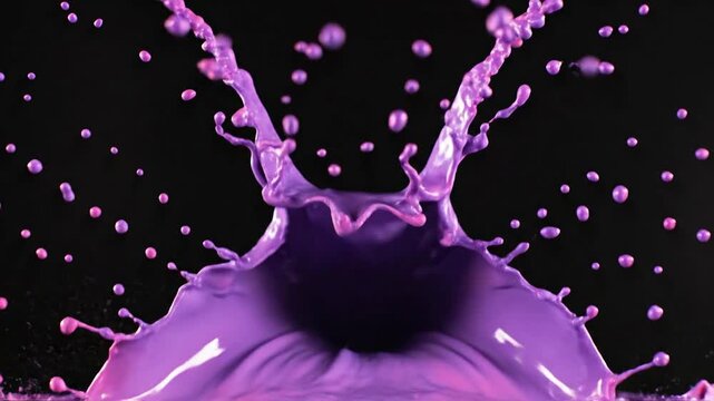 Purple Paint Explodes in Dynamic Splash Against Dark Background
