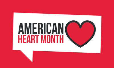American Heart Month in United States. Celebrate annual in February. Nationwide problem of heart and blood vessel diseases. Medical healthcare concept. Support and protection campaign. Vector poster