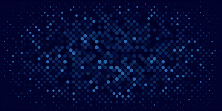 High speed dot moving technology concept. stripes halftone with blue light. speed movement pattern and motion blur over dark blue background. Vector Illustration.