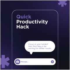 Editable Motivation Template Featuring Message Bubble and Action Prompt for Daily Efficiency
