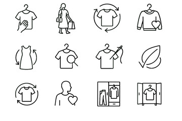 Fashion vector garment pre shopping clothing extend icons circular sustainable icon second