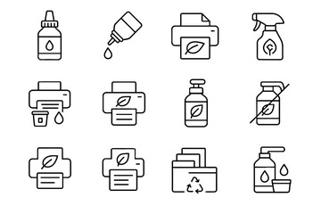 Sustainability office vector output icon green icons printer supplies eco refill printing