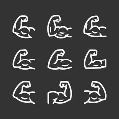 Biceps flex strong arm icon variations