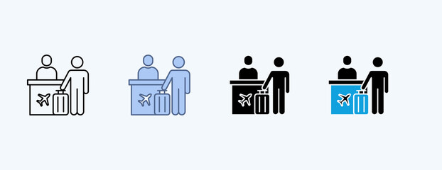 Check-In Multiple Icon Illustration Vector