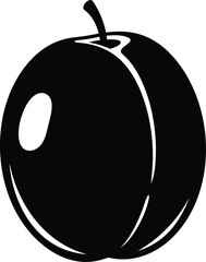 Minimalist Black Plum Silhouette Icon with Bold Glossy Highlights and Modern Design, Sleek Stylized Fruit Graphic for Branding Logo and Healthy Lifestyle Isolated on Transparent Background AI Generati