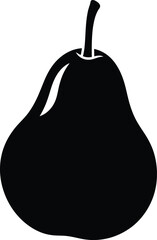 Sleek Minimalist Black Pear Silhouette Icon with Bold Glossy Highlights and Modern Design, High Contrast Stylized Fruit Graphic Isolated on Transparent Background for Branding and Logo AI Generative

