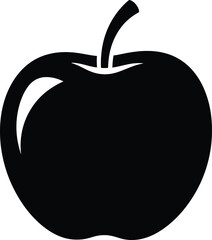 Minimalist Black Apple Silhouette Icon with Simple Glossy Highlight and Modern Design, Sleek Stylized Fruit Graphic for Branding Logo and Healthy Lifestyle Isolated on Transparent Background AI Genera