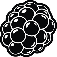 Minimalist Black Blackberry or Mulberry Silhouette Graphic with Glossy Highlights and Thick Outline, Modern Stylized Forest Berry Icon Isolated on Transparent Background for Food Branding Design AI Ge