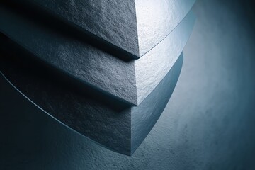 Abstract close-up of layered, curved metal surfaces with dramatic lighting and shadows.