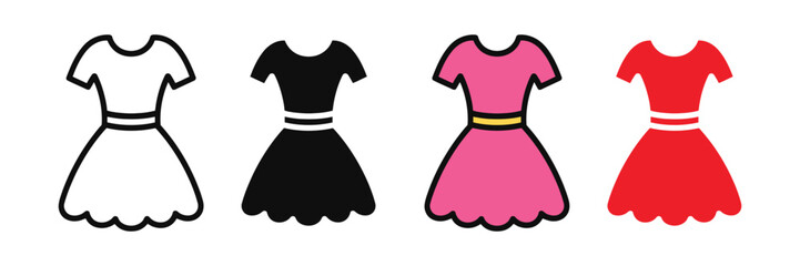 Women dress icon set. clothing symbol. girl fashion icon. vector illustration