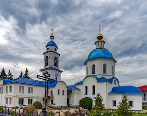 Our Lady of Kazan cathedra, years of construction 1700 - 1730, bell tower - 1855. City Maloyaroslavets, Russia