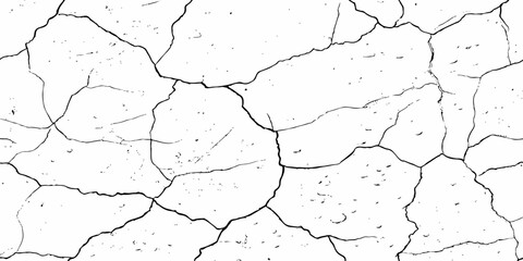 Black and white texture of cracked and abstract grunge texture effect old concrete faded wall dry surface patterns background.

