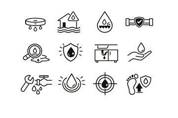 Icon moisture safety detection home minimal sensor prevention vector sink water damage