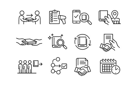 Process item workflow loan icons step circulation focus icon vector community borrow