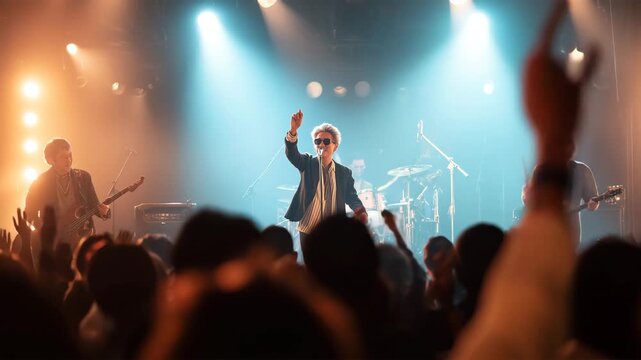 ライブ会場の観客が懐かしさに包まれる夜の雰囲気