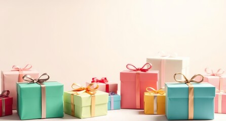 Obraz premium Beautifully wrapped gift boxes in pastel colors