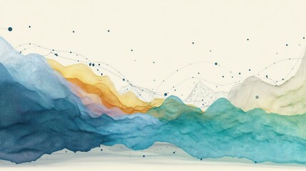 Abstract watercolor waves in vibrant hues create a calm, artistic landscape effect.