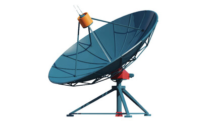 A 3D rendered illustration of a large satellite dish antenna against a white background.  