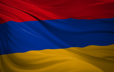 national flag of Armenia featuring horizontal stripes of red, blue, and orange.