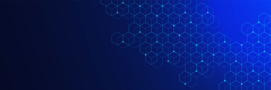 Abstract medical or technology background with hexagons pattern. Futuristic design for healthcare, medicine, science and research concept. Vector - Powered by Adobe