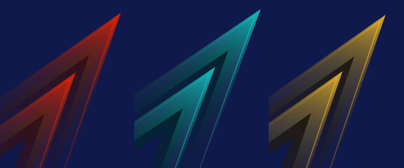 Set of abstract red, green, yellow, stripe lines diagonal light on dark blue background. Vector illustration