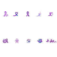 Cancer Awareness Icon Set &ndash; World Cancer Day Flat Medical Symbols