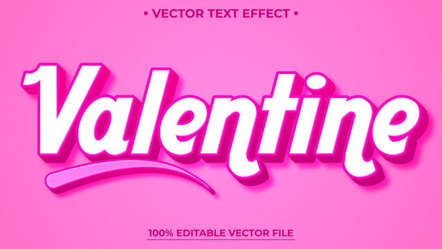 Valentines day text effect, editable 3d Pink text style