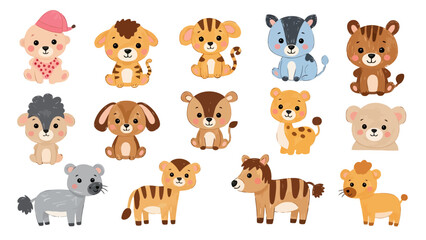Collection of Cute Cartoon Baby Animals for Children s Designs © Jonmart