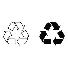 Obraz premium Two recycling symbols depicted in contrasting black and white outlines
