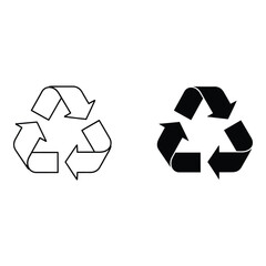 Two recycling symbols depicted in contrasting black and white outlines
