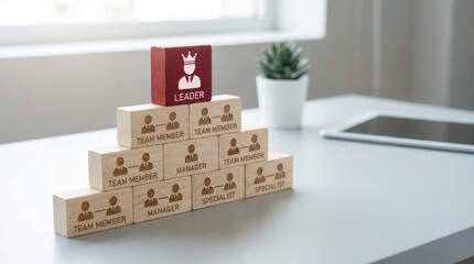 Professional office leader leadership business pyramid hierarchy authority formed a system of rank, despite abstract red. Leadership Hierarchy Abstract Pyramid of Business Figures with Red