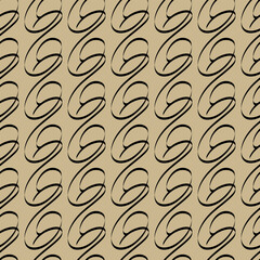 Vintage Art Deco Seamless Geometric Pattern with Black Elements on Beige Background, Texture for Wallpaper, Fabric, Textile, Wrapping Paper and Print