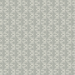 Vintage Art Deco Seamless Geometric Pattern with Beige Elements on Grey Background, Texture for Wallpaper, Fabric, Textile, Wrapping Paper and Print