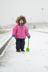 toddler girl in warm jacket