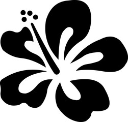 tropical hibiscus flower silhouette icon for summer and surf lifestyle design © Pictures