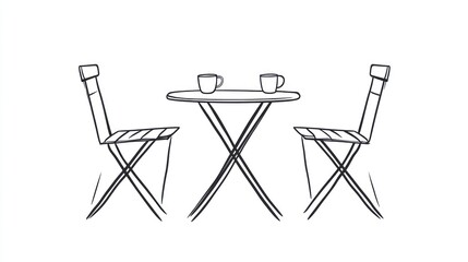 Fototapeta premium Outdoor Bistro Set Illustration
