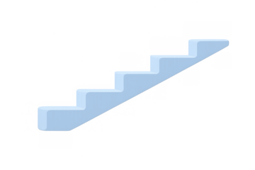 Blue 3d staircase icon representing progress, achievement, growth, success, and climbing up to new levels