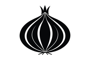 Onion silhouette on white background