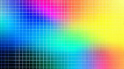 Abstract background with fine pixel grid gradient blending blue, cyan, yellow, pink, and orange, smooth digital texture for modern, bright, and vibrant design projects